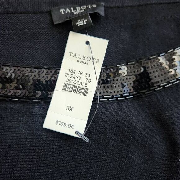 Talbots Sweater Sequins Womens 3XL Plus Short Sleeve Careerwear Black Bling - Picture 4 of 5